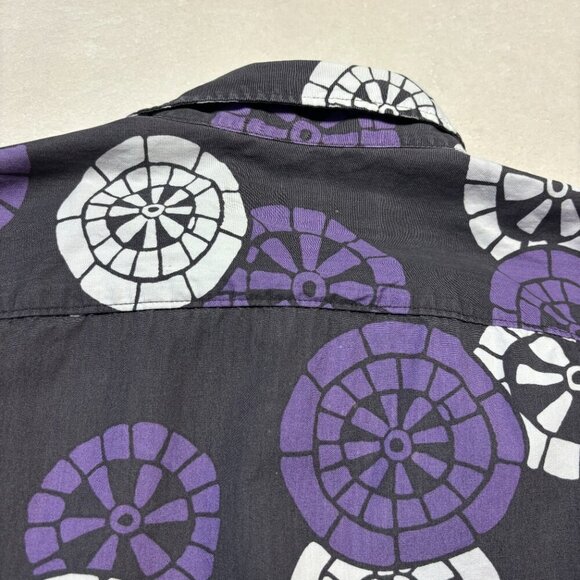 Reyn Spooner Mens Button Down Medium Hawaiian Traditional Grey Purple Aloha - Picture 6 of 12